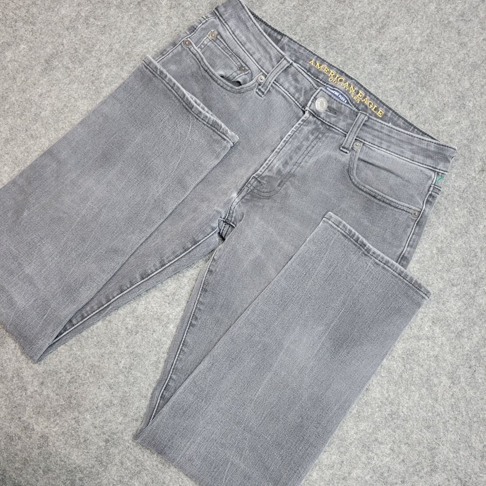American Eagle Jeans Mens 30x30 Gray Denim Y2K‎ Streetwear Slim Fit Straight Leg